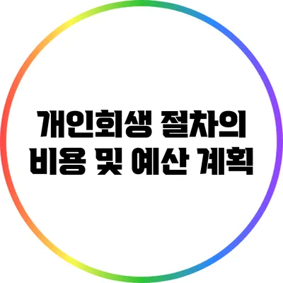 개인회생 절차의 비용 및 예산 계획