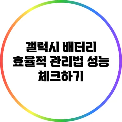 갤럭시 배터리 효율적 관리법: 성능 체크하기