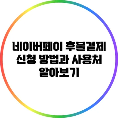 네이버페이 후불결제 신청 방법과 사용처 알아보기