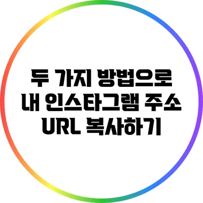 두 가지 방법으로 내 인스타그램 주소 URL 복사하기