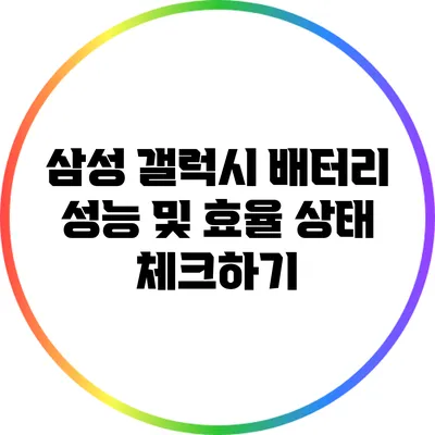 삼성 갤럭시 배터리 성능 및 효율 상태 체크하기