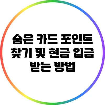 숨은 카드 포인트 찾기 및 현금 입금 받는 방법