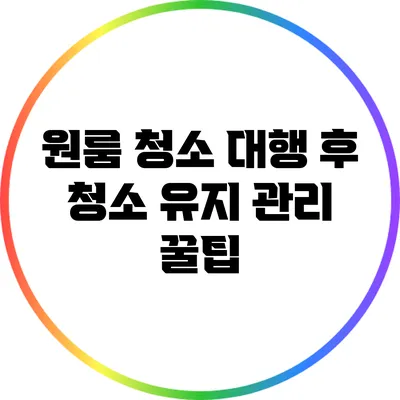 원룸 청소 대행 후 청소 유지 관리 꿀팁