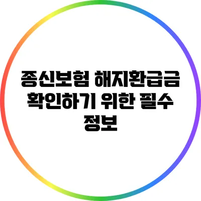 종신보험 해지환급금 확인하기 위한 필수 정보