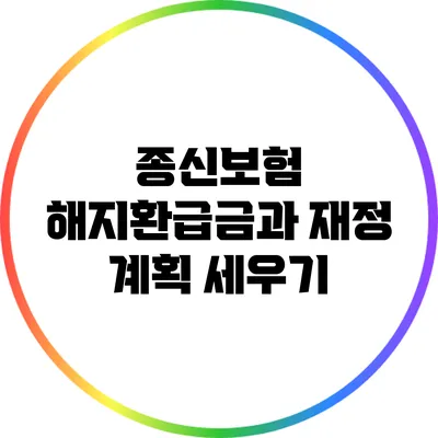 종신보험 해지환급금과 재정 계획 세우기