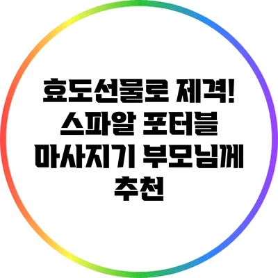 효도선물로 제격! 스파알 포터블 마사지기 부모님께 추천