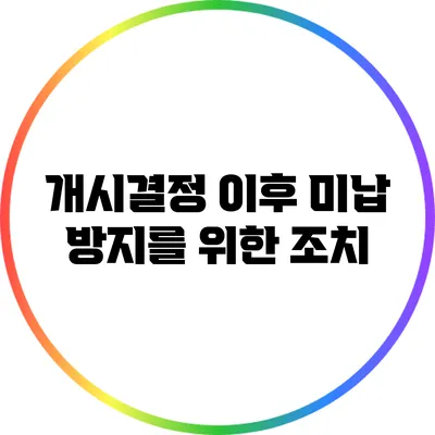 개시결정 이후 미납 방지를 위한 조치