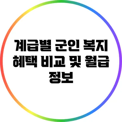 계급별 군인 복지 혜택 비교 및 월급 정보