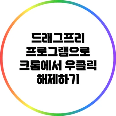 드래그프리 프로그램으로 크롬에서 우클릭 해제하기