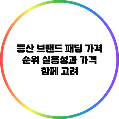 등산 브랜드 패딩 가격 순위: 실용성과 가격 함께 고려