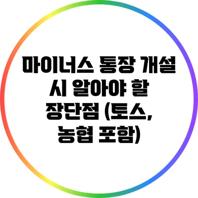 마이너스 통장 개설 시 알아야 할 장단점 (토스, 농협 포함)