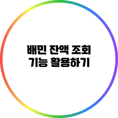 배민 잔액 조회 기능 활용하기