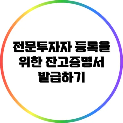 전문투자자 등록을 위한 잔고증명서 발급하기