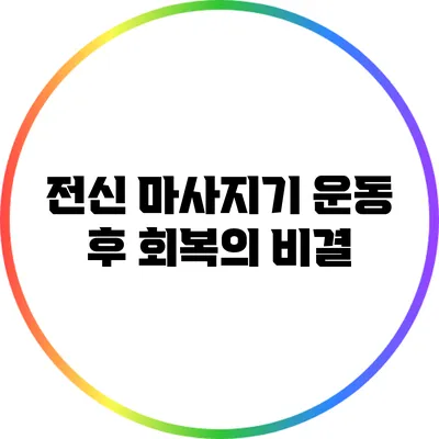 전신 마사지기: 운동 후 회복의 비결