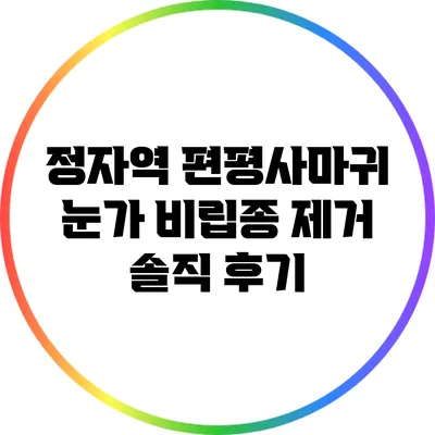 정자역 편평사마귀 눈가 비립종 제거 솔직 후기