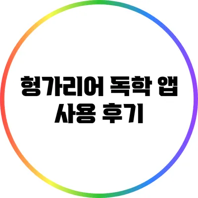 헝가리어 독학 앱 사용 후기