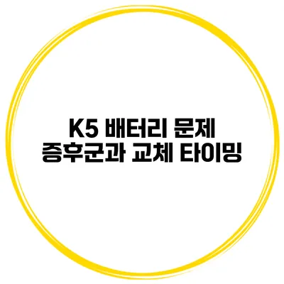 K5 배터리 문제 증후군과 교체 타이밍