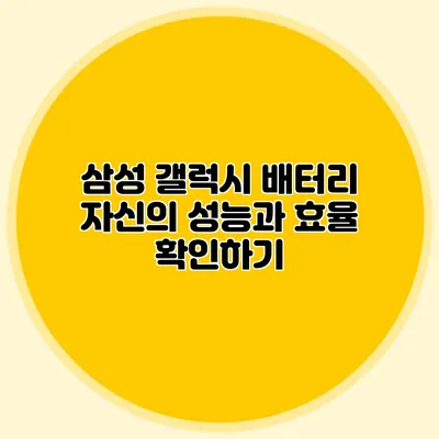 삼성 갤럭시 배터리 자신의 성능과 효율 확인하기