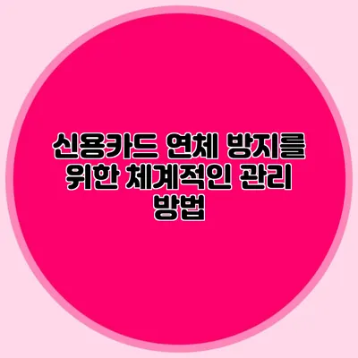 신용카드 연체 방지를 위한 체계적인 관리 방법
