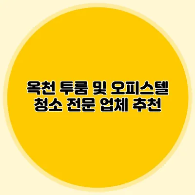 옥천 투룸 및 오피스텔 청소 전문 업체 추천