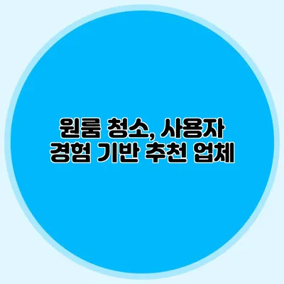 원룸 청소, 사용자 경험 기반 추천 업체