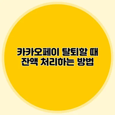 카카오페이 탈퇴할 때 잔액 처리하는 방법