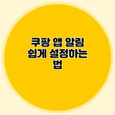 쿠팡 앱 알림 쉽게 설정하는 법